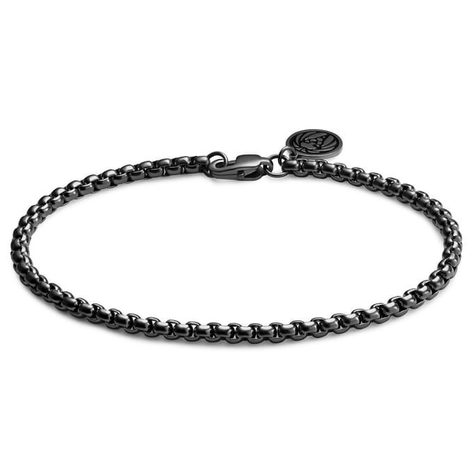 Essentials | 3 mm Gunmetal Zwarte Armband met Gebogen Venetiaanse Schakels