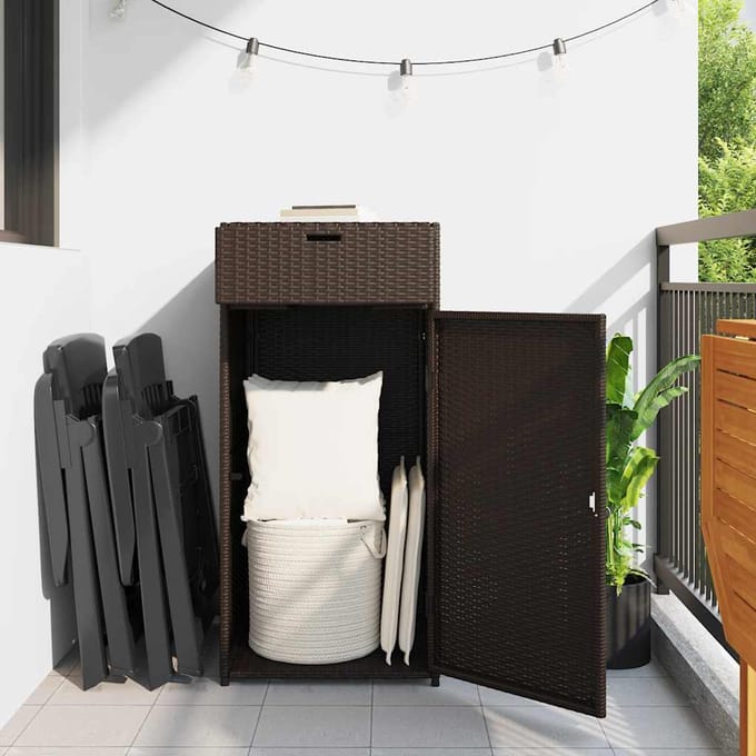 vidaXL - Tuinkast - 55x55x111 - cm - poly - rattan - bruin