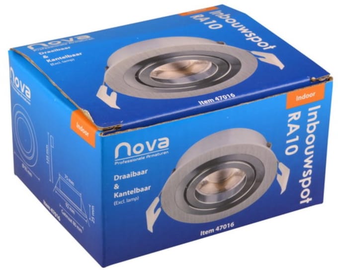 Nova Lux Inbouwspot Kantelbaar - Ø 90 mm - GU10 - Aluminium
