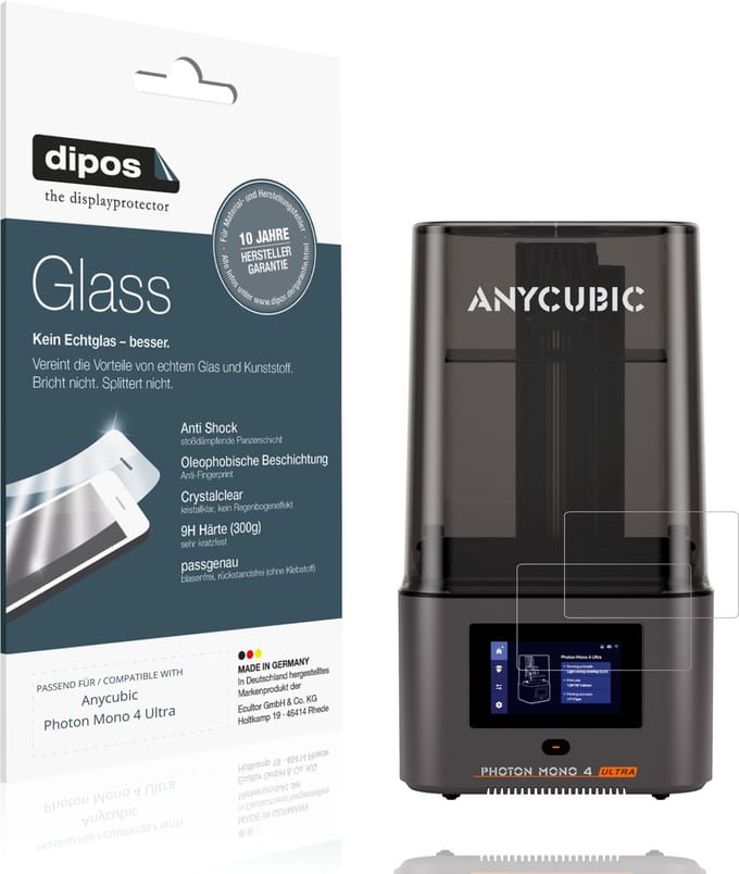 dipos – 2x Pantserfolie geschikt voor Anycubic Photon Mono 4 Ultra | 9H Screenprotector
