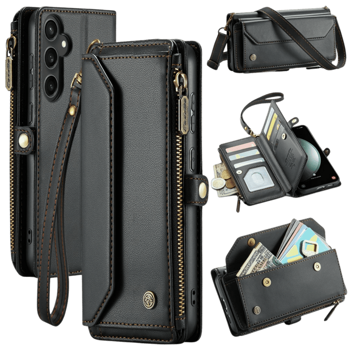 Caseme Samsung S23 FE Clutch Wallet met Koord Zwart