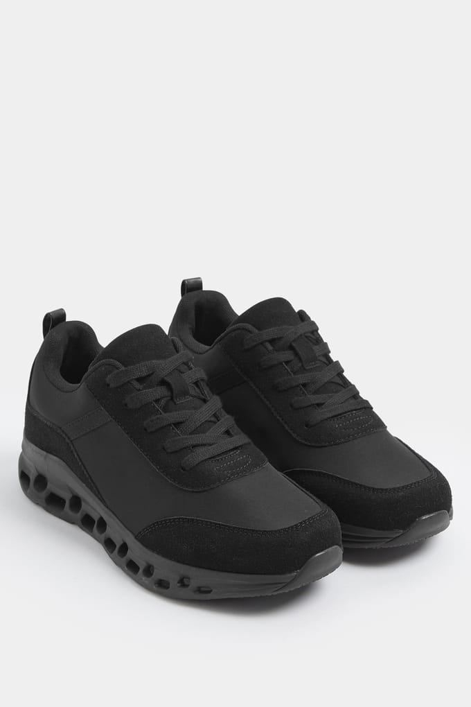 Yours Zwarte Chunky Hardloopsneakers In Extra Brede Eeepasvormsize 38EEE