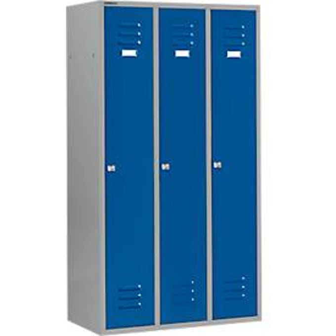 Schäfer Shop Select Kledinglocker met 3 compartimenten, cilinderslot, licht zilver/gentiaanblauw