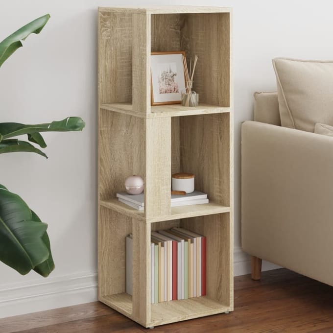 vidaXL - Hoekkast - 33x33x100 - cm - bewerkt - hout - sonoma - eikenkleurig