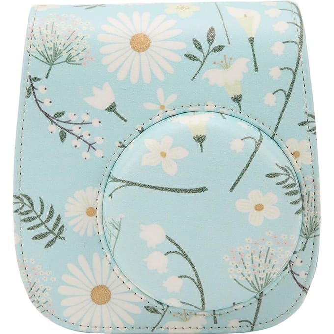 Instant Camera Tas PU Leer Beschermende Mini Camera Tas met Verstelbare Schouderband voor Mini 11 12 Chrysant white