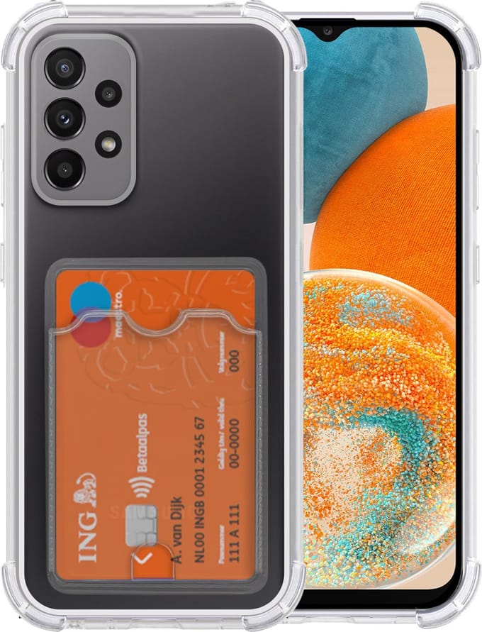 Samsung Galaxy A23 hoesje met pashouder shockproof backcover - Transparant