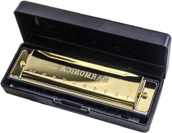 Mondharmonica - Tremolo Harmonica - Muziek Leren Spelen - 10 Gaten - 10.5 cm - Goud