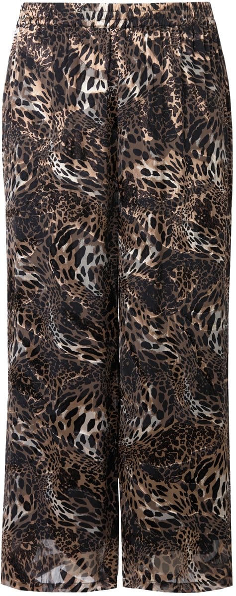 Ulla Popken - Dames - Chiffon broek dubbellaags wijde pijpen - Zwart - Maat 54+