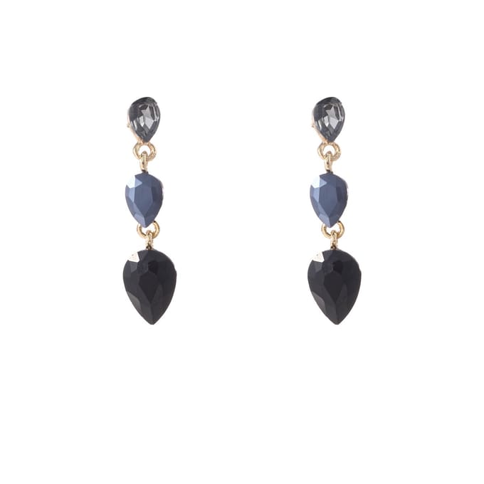 Go Dutch Label Oorknoppen 3 Stone Dangle Goud Black