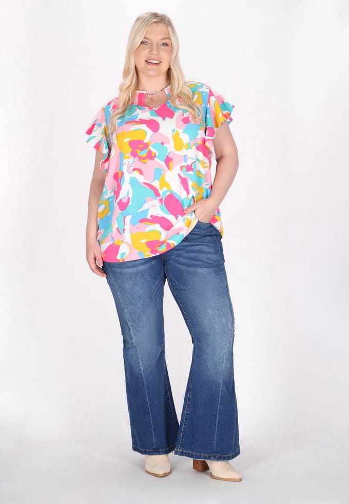 IZIA Grote maat blouse vrouwen veelkleurig