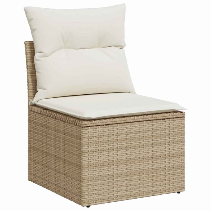 vidaXL - Tuinbank - Set - 7 - st - 6-zits - Beige - en - Crème - poly - rattan