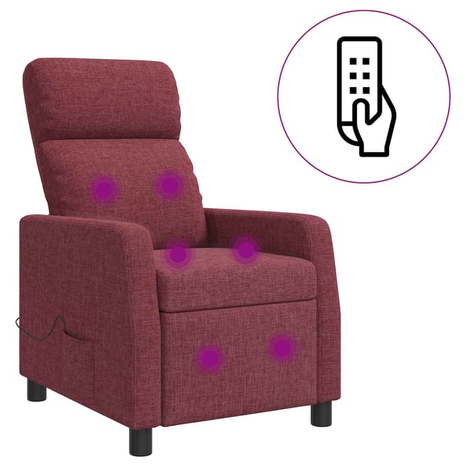 vidaXL - Massage - Relaxstoel - Wijnrood - Stof