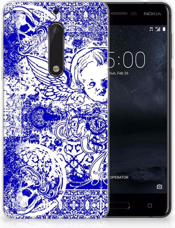 Silicone Back Case Nokia 5 Angel Skull Blauw