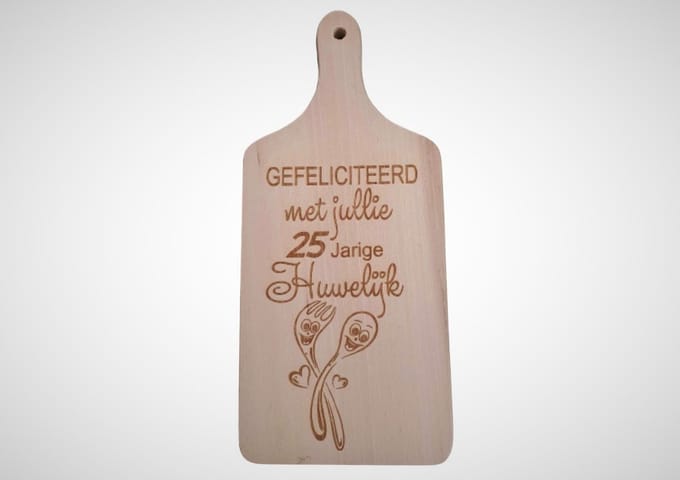 Houten snijplank - borrelplank - 25 jaar getrouwd - tapasplank