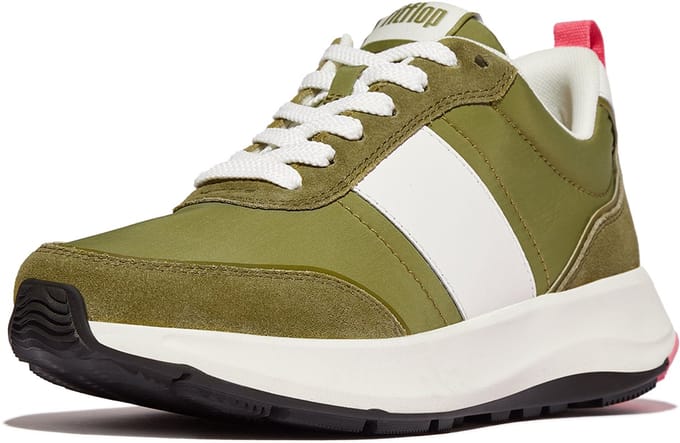 FitFlop F-Mode Flow Sneaker - Nylon & Suede Mix GROEN - Maat 36