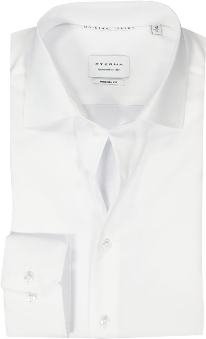 ETERNA modern fit overhemd - popeline - wit - Strijkvrij - Boordmaat: 38 (EU maat: S)