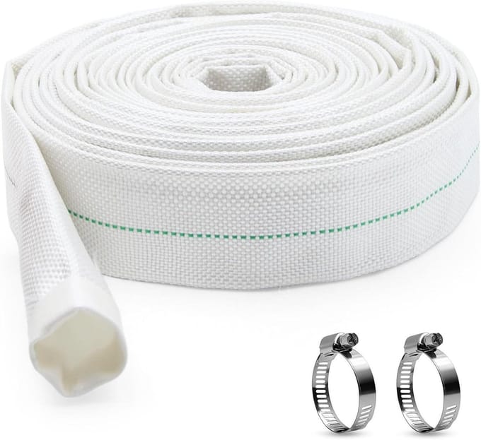 Platte slang - Dompelpomp slang - Water afvoeren - Duurzame constructie - 10 Meter - Wit