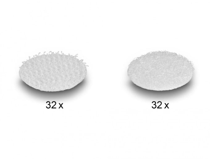 Delock Hook-and-loop dots, round, 64 pieces white