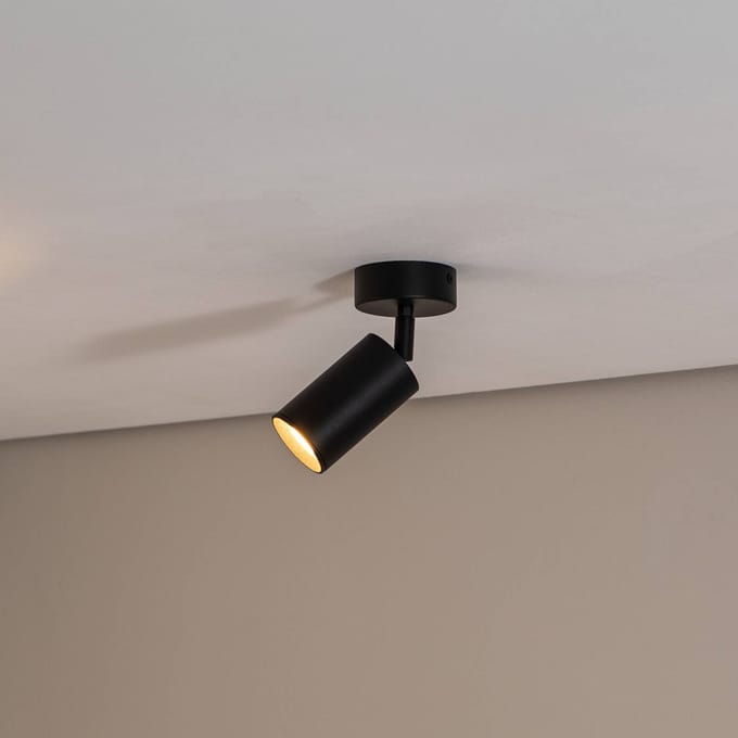 Argon Plafondspot Sado zwart staal, verstelbaar 1-lamp rond
