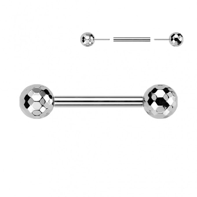 Piercing titanium multi faced balls 1.6x12 - zilver - LMPiercings