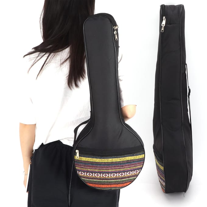 4-snarige Banjo Tas Gig Etnische Stijl Katoen met Verstelbare Riemen Instrument Accessoire black