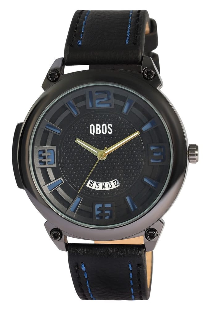 QBOS Herenhorloge kunstleer Datumsweergave