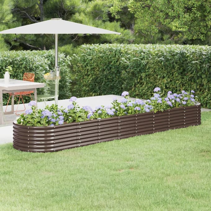 vidaXL - Plantenbak - 368x80x36 - cm - gegalvaniseerd - staal - bruin