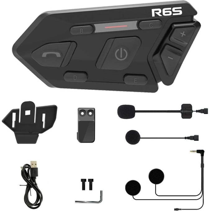 WAYXIN 1 STuks Motorhelm Intercoms 1200m BT Headset Draadloze Interfoon Waterdicht Ondersteuning 1PC zwart