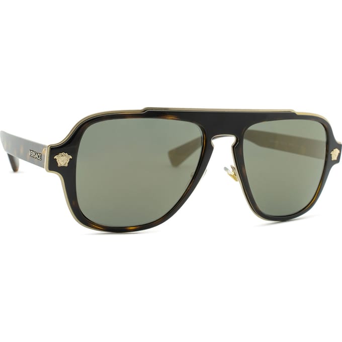 Versace Zonnebril VE2199 12524T Donker Havana Donker Grijs Mirror Goud