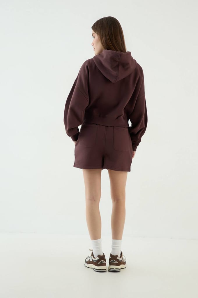 Dames Dsgn Studio Sweatshort Met Trekkoord In Taille | Chocoladebruin | Maat: Small