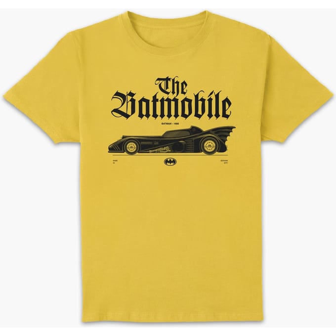 BATMAN Batmobile Profile Lt Unisex T-Shirt - Yellow - S
