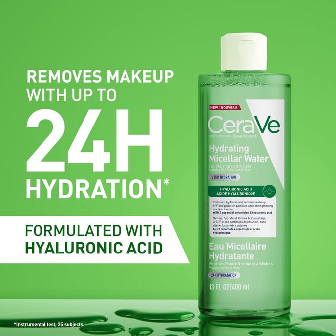 CeraVe Hydraterend Micellair Water - Voor een normale tot droge huid - Met hyaluronzuur en 3 essentiële ceramiden - 400ml