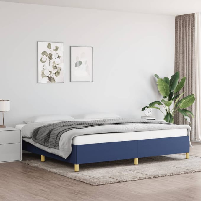 vidaXL - Bedframe - zonder - matras - stof - blauw - 200x200 - cm