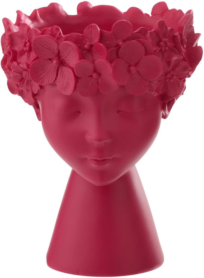 J-Line bloempot Hoofd - polyresin - fuchsia - small