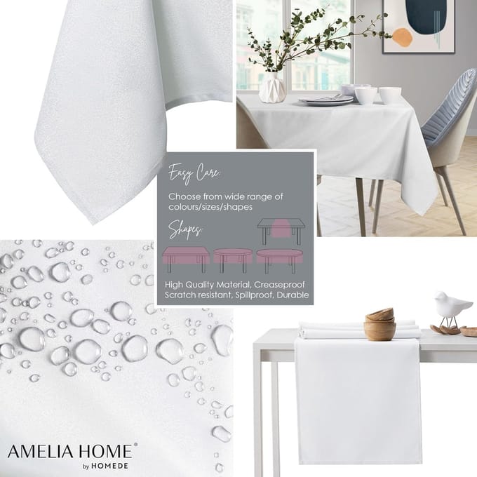 Tafelkleed - Dinerkleed Keukentafel - Eettafel Beschermen - Waterafstotend Lotuseffect - 150x300 cm - Wit