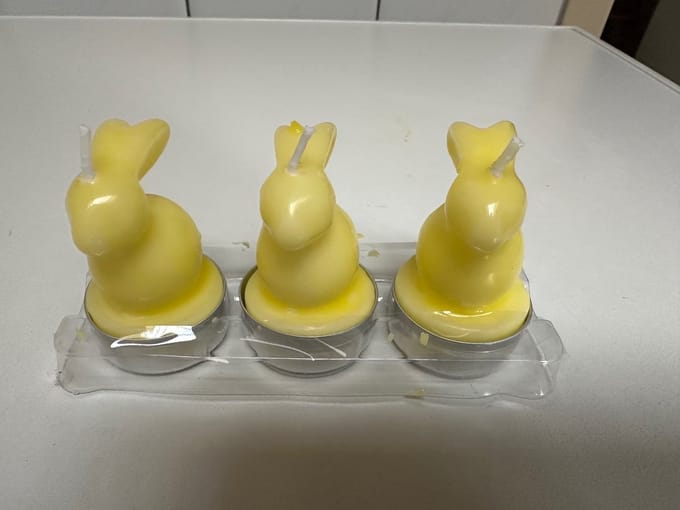 Paas kaarsjes-geel - konijntjes - 3 stuks