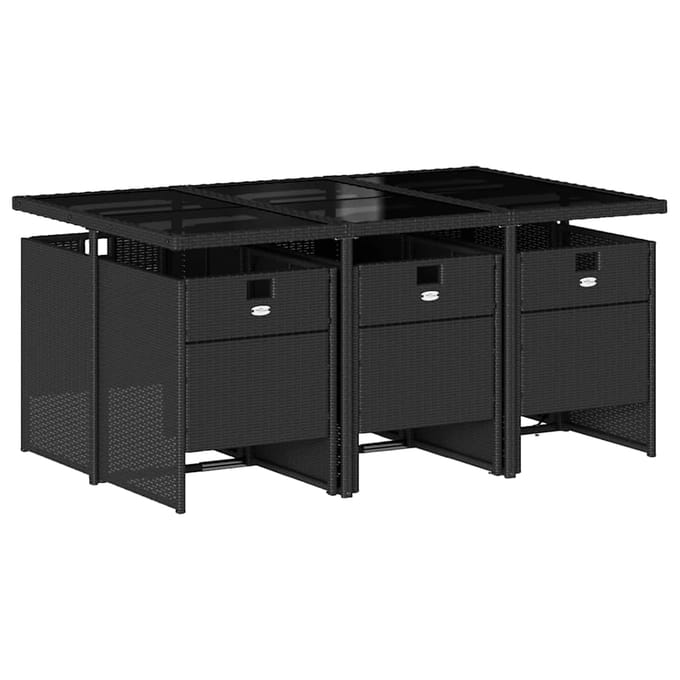 vidaXL - 7-delige - Tuinset - met - kussens - poly - rattan - zwart