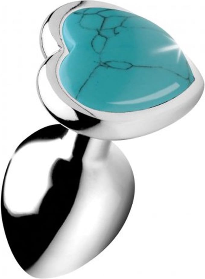 Fixxx - Aluminium Buttplug met Hartvormige Siersteen Turquoise - 3 maten S