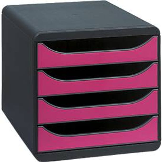 Ladebox Big Box Iderama frambooskleurig, 4 open laden, A4/A4+/24x32 cm, geruisloos, veiligheidsstop