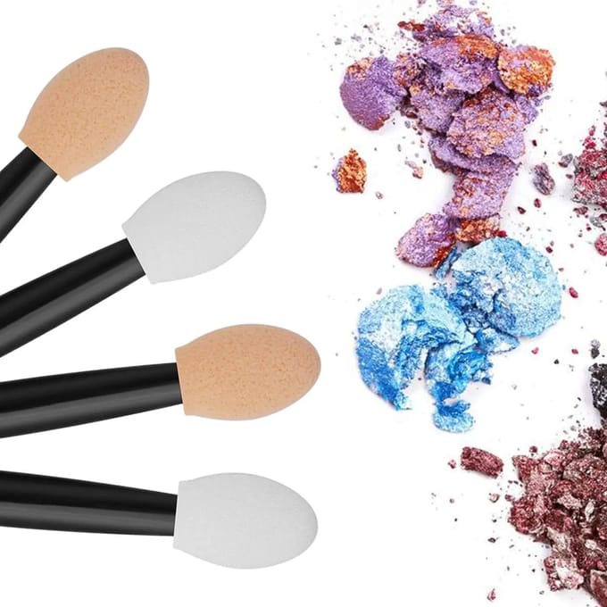 Applicateurs jetables d'éponge d'ombre à paupières double face, 120 pièces, avec longueur de récipient, pinceaux de fard à paupières, applicateur de maquillage 120pcs beige