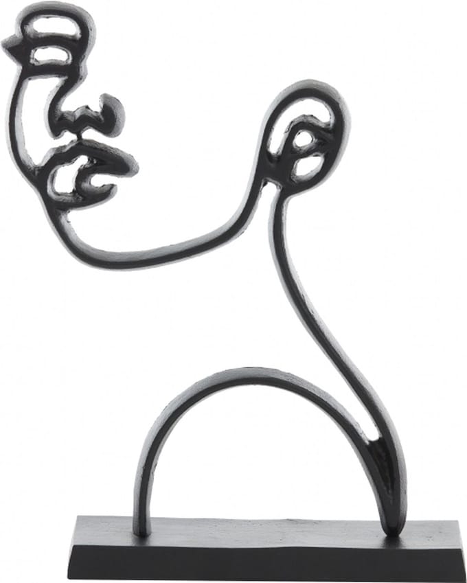 Light & Living Deco Beeld Face - Metaal - Zwart - 28x38x8 cm (BxHxD)