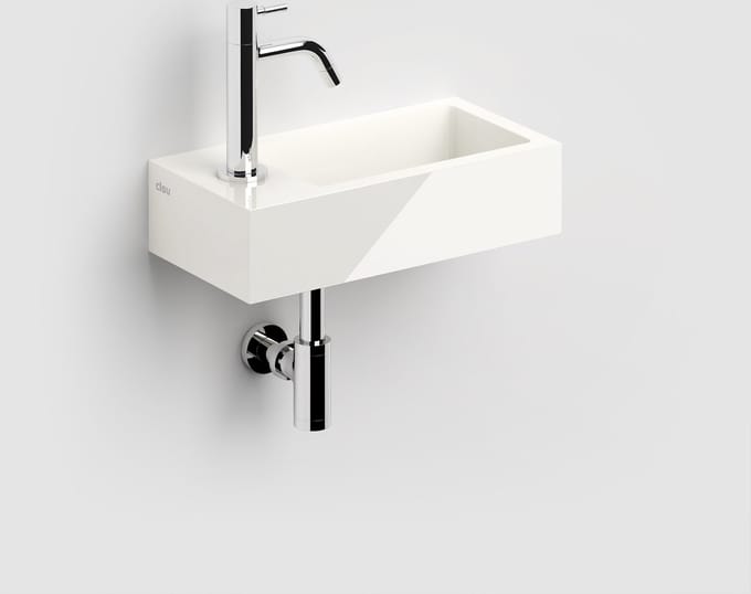 Clou Flush 3 fontein 36x18x9cm kraangat links mineraalsteen Wit