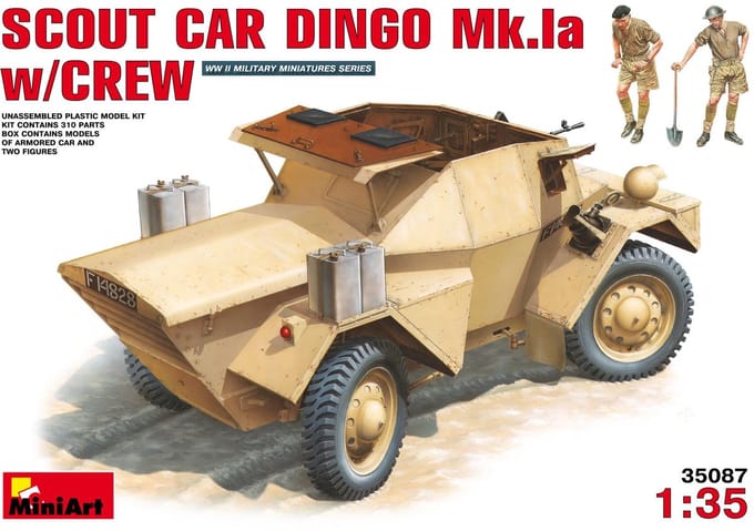 MiniArt Modelbouwpakket Militaire voertuigen - 35087 Scout car dingo Mk.1a with crew Plastic - 1:35 - Modelbouw