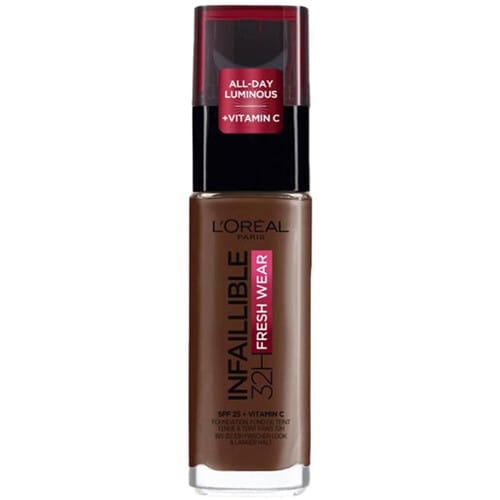 L’Oréal Paris Infaillible 32H Fresh Wear Foundation - 390 Ebony - Langhoudende Foundation met SPF