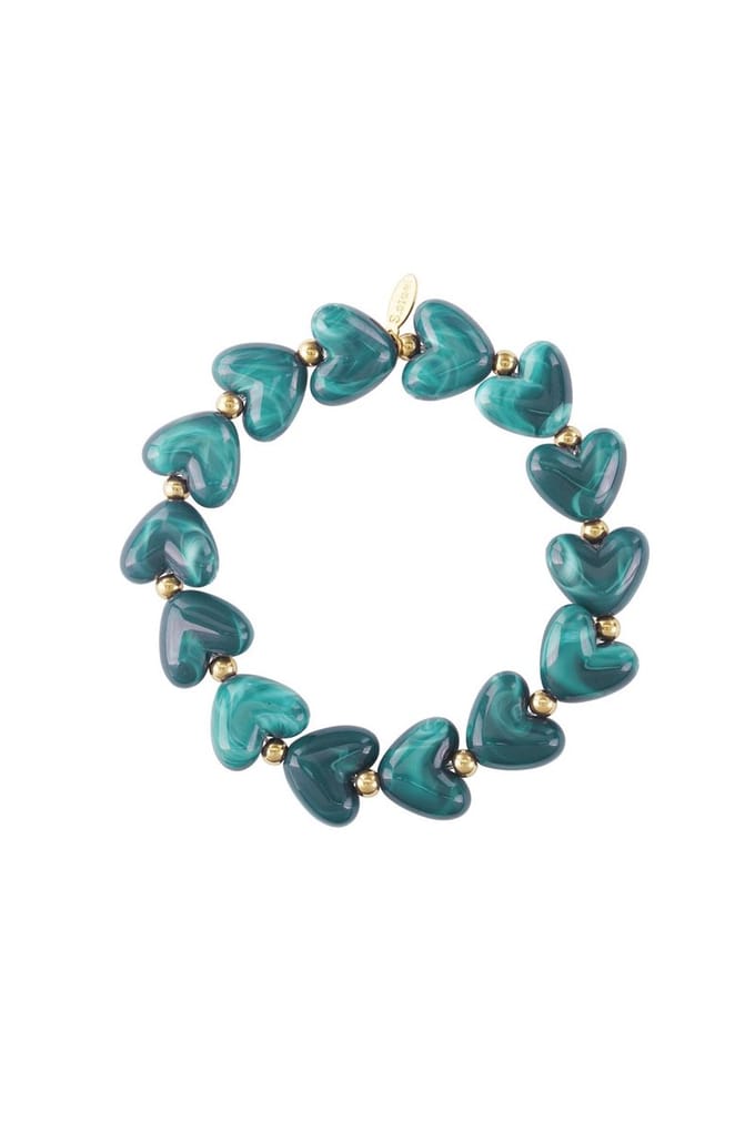 Armband Hartjes - Acryl - Yehwang - Elastisch - Trendy - Roestvrij Staal