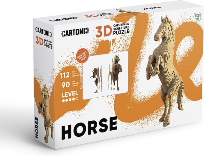 Cartonic - HORSE - 3D puzzel- puzzels- DIY- kinderen en volwassenen