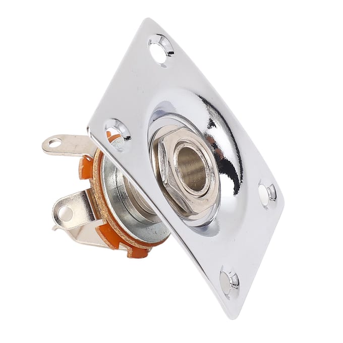 Gitaar Output Jack Plate Vierkante Vorm Metaal Compacte Gitaar Jack Socket Plate voor Telecaster Chrome white