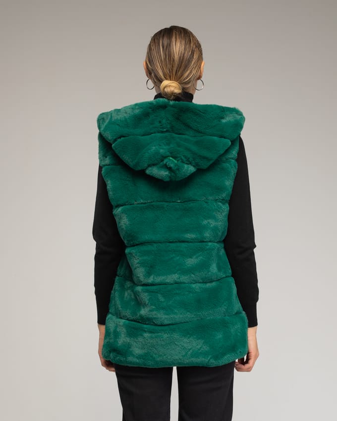 Leren vest met capuchon