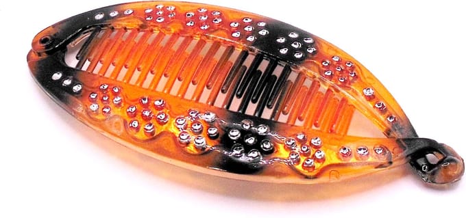Bananenklem transparant bruin met strass