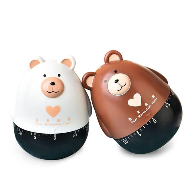 Bear Kitchen Timer Mechanical Kitchen Timer Clock Multipurpose Lovely Kitchen Cooking Tools marron